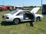 White Mustang Drag Car